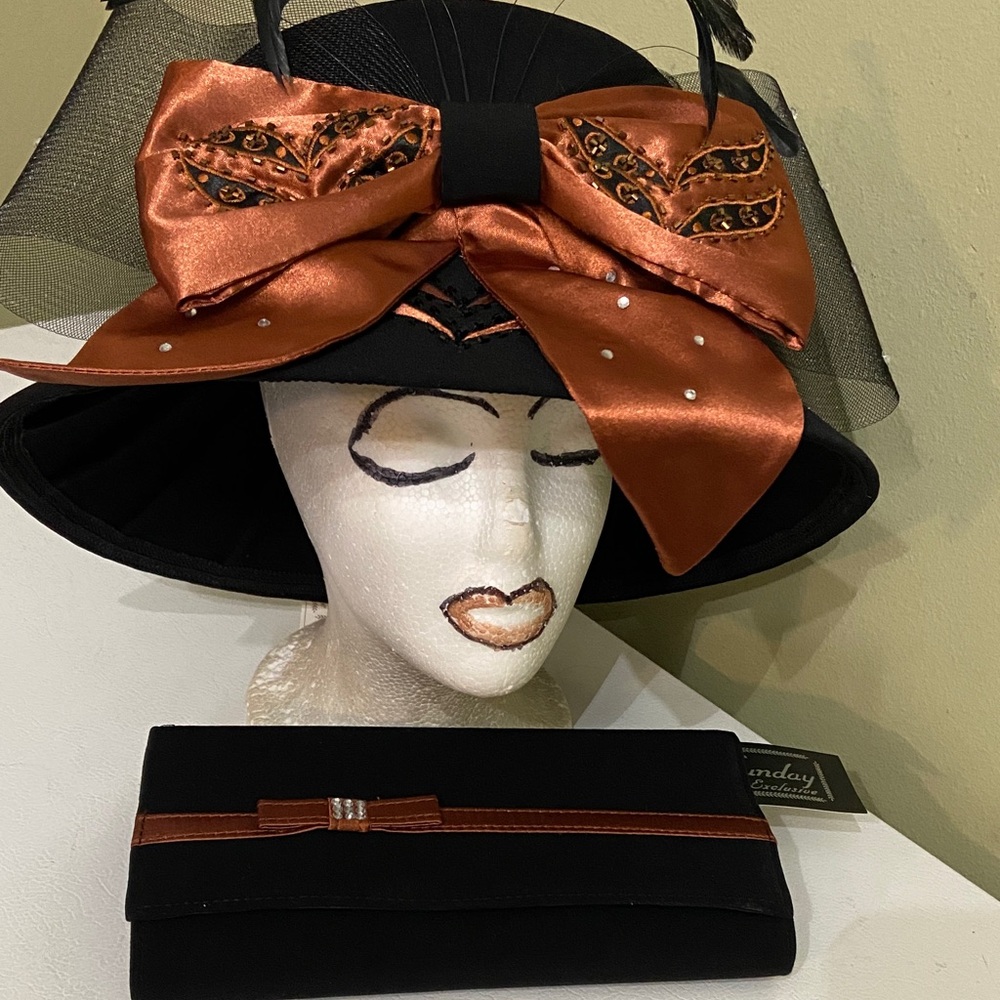 Gorgeous NWT Dress Hat/ Church Hat w/matching Clutch by Fifth Sunday